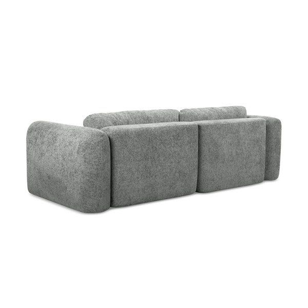 Szary narożnik rozkładany z tkaniny szenilowej ze schowkiem (prawostronny/z szezlongiem) Mele – Makamii-image-3