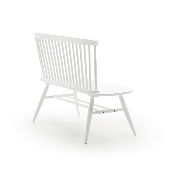 Biała ławka z kauczukowego drewna Kave Home Slover, 120x53 cm-image-3