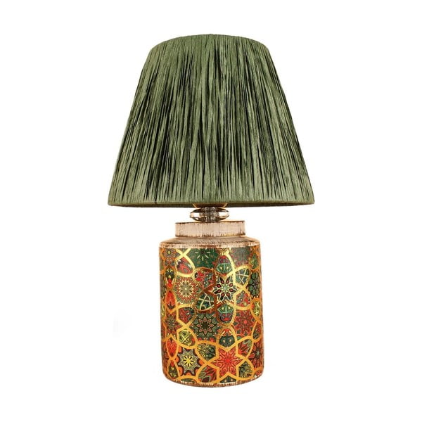 Zielona lampa stołowa z kloszem plecionki papierowej (wysokość 38 cm) Alev – Opviq lights