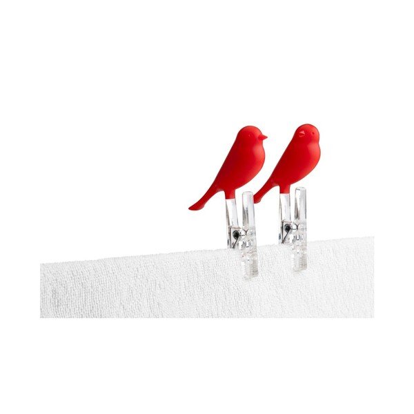 Dwa  czerwone spinacze Qualy Peg Sparrow