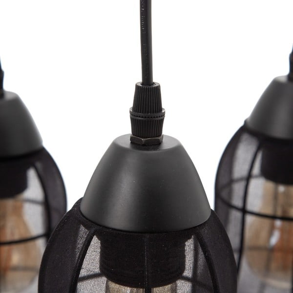 Czarna lampa wisząca z tekstylnym kloszem ø 40 cm – Ixia-image-2