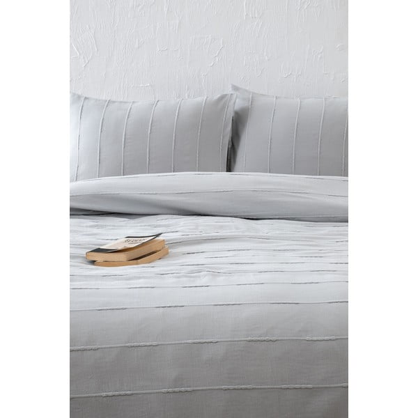 Szary bawełniany zestaw narzuty na łóżko i poszewki na poduszkę 210x220 cm Sedef – Mijolnir-image-1