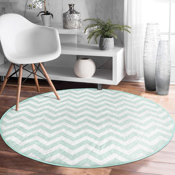 Miętowy okrągły dywan odpowiedni do prania i robotów sprzątających ø 100 cm Comfort – Mila Home-image-4