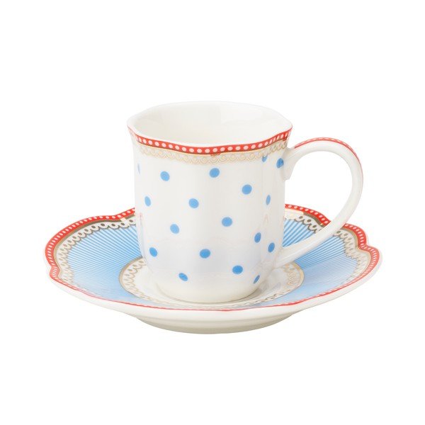 Porcelanowa filiżanka na espresso ze spodkiem Seaside Lisbeth Dahl, 2 szt.-image-1