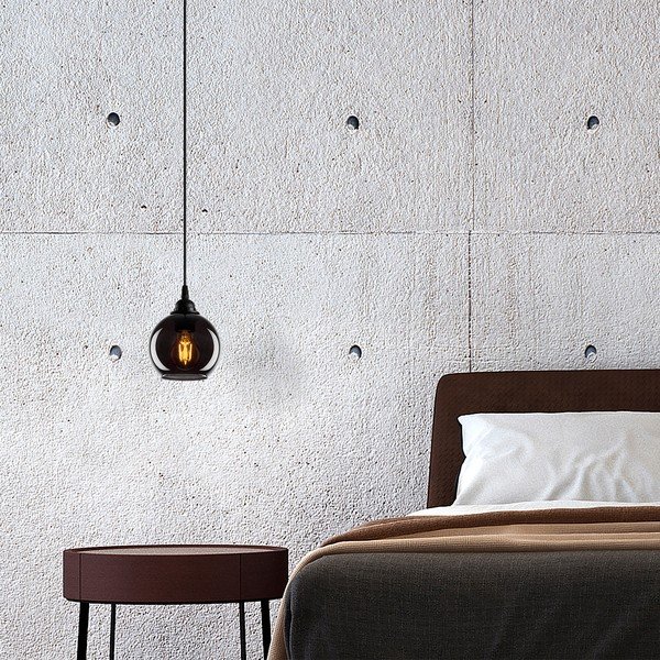 Czarna lampa wisząca ze szklanym kloszem ø 15 cm Smoked – Opviq lights-image-4