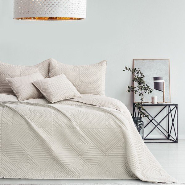 Kremowa narzuta pikowana z mikrowłókna 220x240 cm Softa – Restilo-image-1