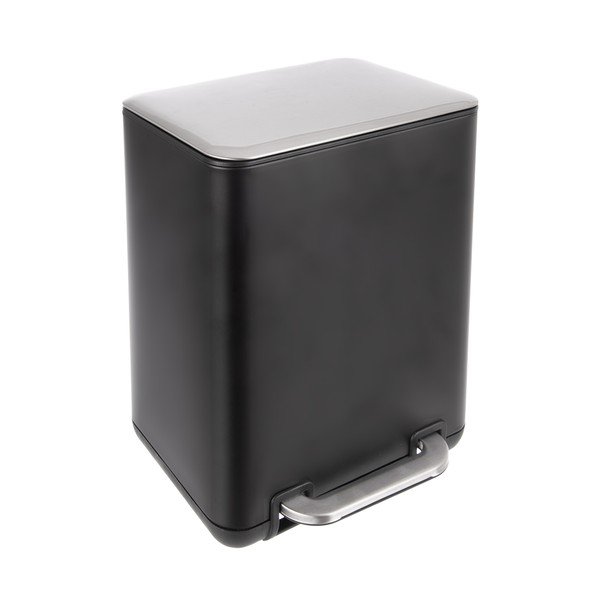 Czarny kosz na śmieci z pedałem ze stali nierdzewnej 20 l Black – Orion