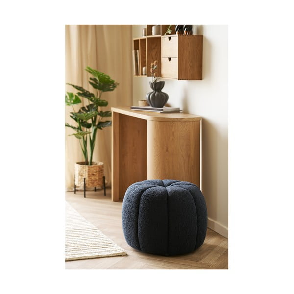 Ciemnoniebieski puf z materiału bouclé Paisley – House Nordic-image-1