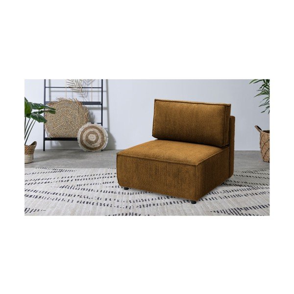 Musztardowy sztruksowy moduł sofy (moduł środkowy) Nihad modular – Bobochic Paris-image-1