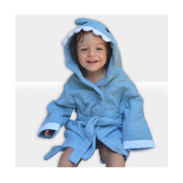 Niebieski bawełniany szlafrok dziecięcy rozmiar S Shark – Rocket Baby-image-2