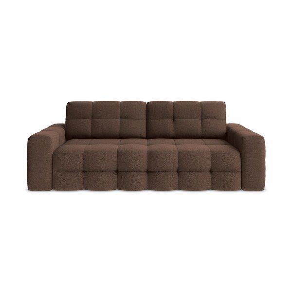 Brązowa rozkładana sofa z materiału bouclé 255 cm Milu – Makamii