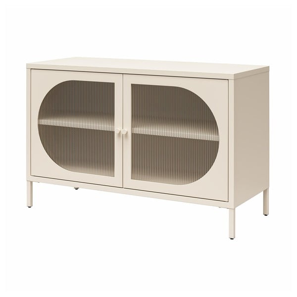 Kremowa metalowa witryna 100x64x40 cm Luna – Støraa-image-2