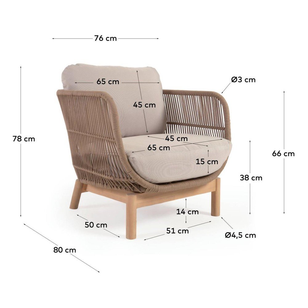 Beżowy metalowy/tapicerowany fotel ogrodowy Catalina – Kave Home (zdjęcie 9)