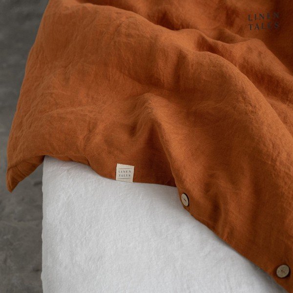 Ceglana lniana pościel dwuosobowa 200x220 cm – Linen Tales-image-4