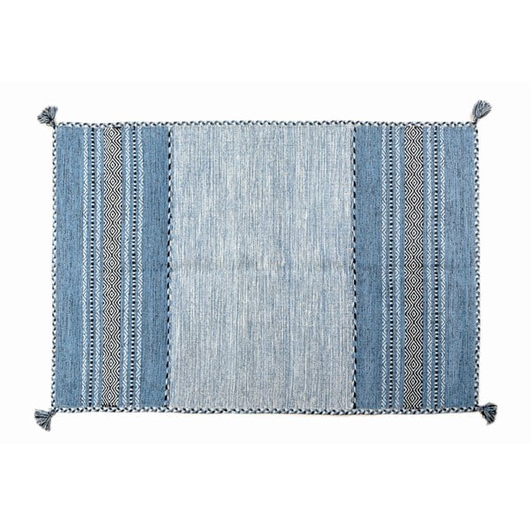 Niebieski dywan ręcznie tkany Navaei & Co Kilim Tribal 609, 170x110 cm