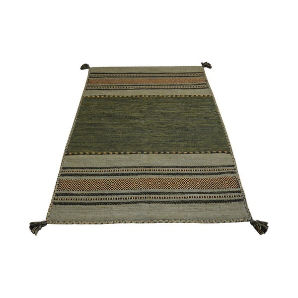 Zielono-brązowy bawełniany dywan Webtappeti Antique Kilim, 70x140 cm