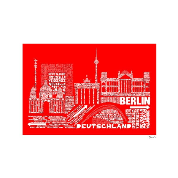 Plakat Berlin Red&White, 50x70 cm
