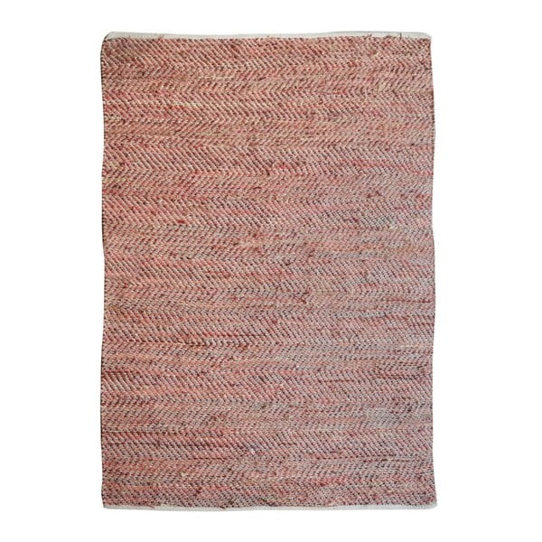 Czerwony dywan jutowy ze skórą bydlęcą The Rug Republic Stables, 230x160 cm
