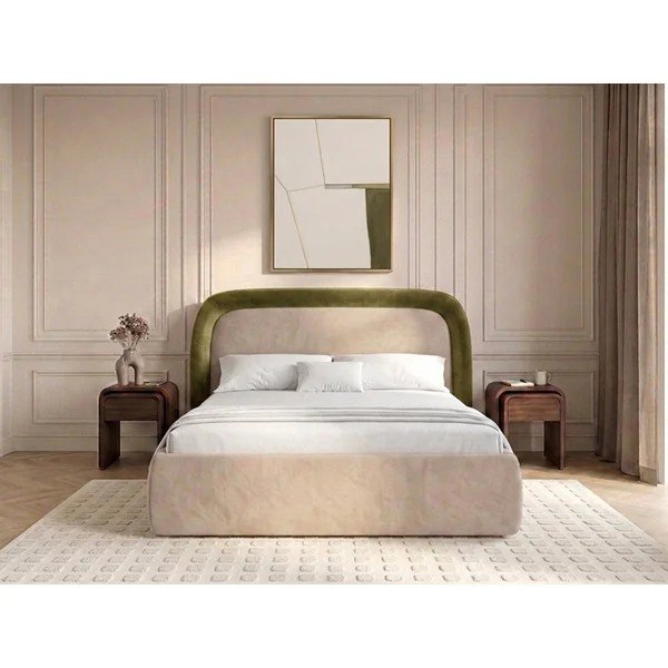 Zielone tapicerowane łóżko dwuosobowe ze schowkiem ze stelażem 180x200 cm Sam – Bobochic Paris-image-2