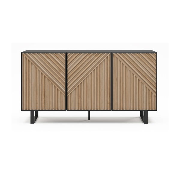 Czarno-naturalna komoda w dekorze dębu 151x80x40 cm Alana – Marckeric