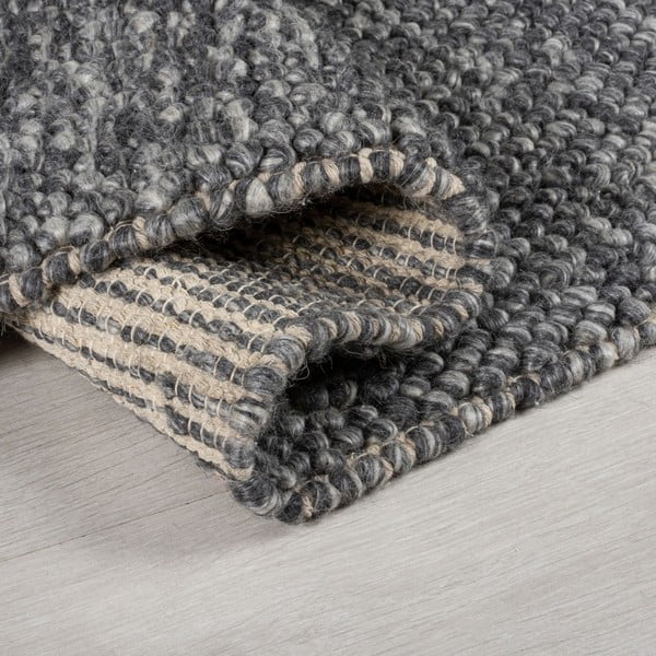 Ciemnoszary chodnik z mieszanki wełny tkany ręcznie 60x230 cm Minerals – Flair Rugs-image-3