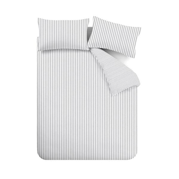 Szara flanelowa pościel jednoosobowa 135x200 cm Stripe – Catherine Lansfield