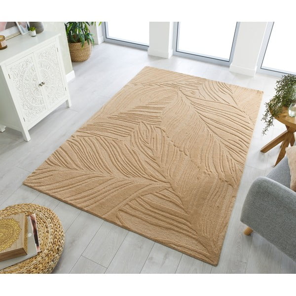 Jasnobrązowy dywan wełniany Flair Rugs Lino Leaf, 160x230 cm-image-1