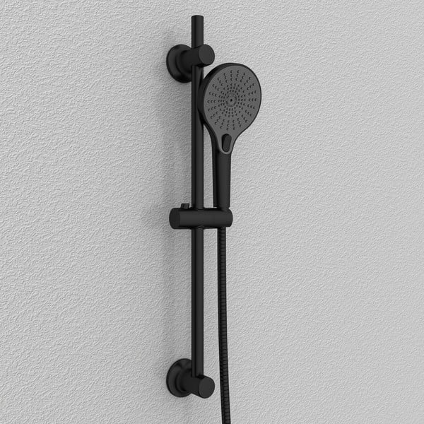 Czarny samoprzylepny drążek prysznicowy na słuchawkę ze stali nierdzewnej 70 cm – Wenko-image-1