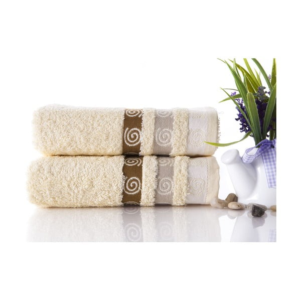 Zestaw 2 ręczników Truva Cream, 50x90 cm
