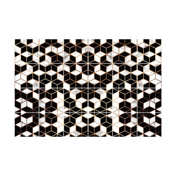 Komplet 24 naklejek ściennych Ambiance Black and Gold Marble, 10x10 cm-image-2