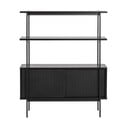 Czarny regał w dekorze jesionu z drzwiami przesuwnymi 94x114 cm Angus – Actona