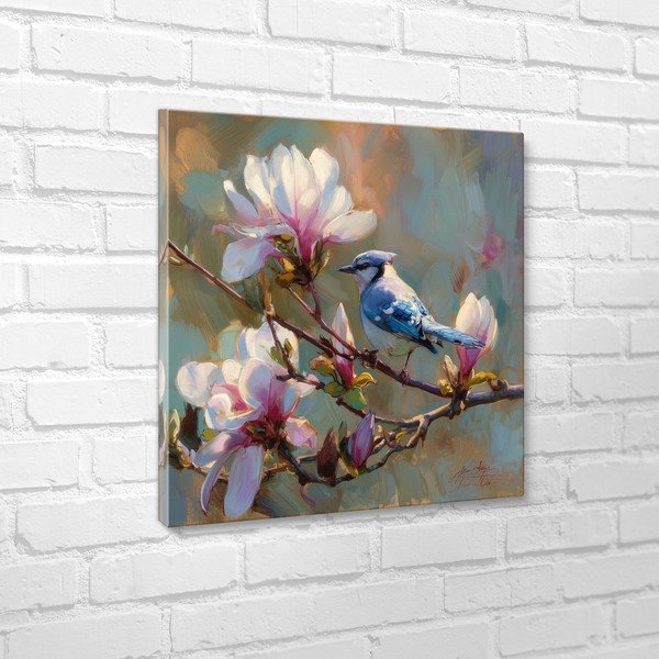 Obraz drukowany na płótnie 32x32 cm Bluejay & Blossom – Styler-image-4