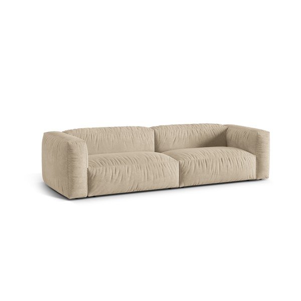 Beżowa aksamitna sofa modułowa 320 cm Martina – Micadoni -image-1