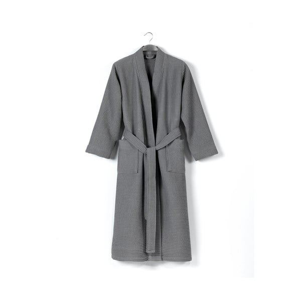 Szary bawełniany szlafrok w rozmiarze M Mia Waffle – Foutastic-image-1