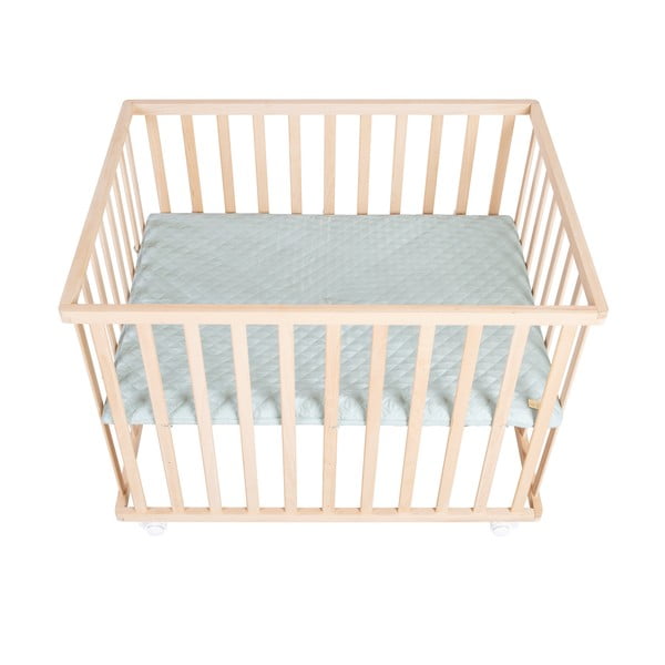 Kojec dla dzieci na kółkach z regulowaną wysokością 75x100 cm w naturalnym kolorze Style – Roba-image-2