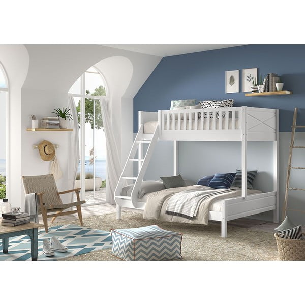 Białe piętrowe łóżko dziecięce 140x200/90x200 cm Scott – Vipack-image-3