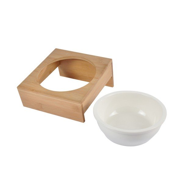 Bambusowa miska ze stojakiem dla psów ø 16 cm – Love Story-image-1