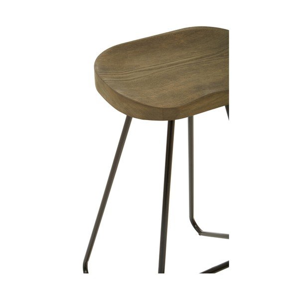 Czarny/w naturalnym kolorze hoker z litego drewna wiązu (wysokość siedziska 78 cm) District – Premier Housewares-image-4