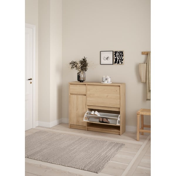 Uchylna szafka na buty w dekorze dębu w naturalnym kolorze 109x93x32 cm Naia – Tvilum-image-1