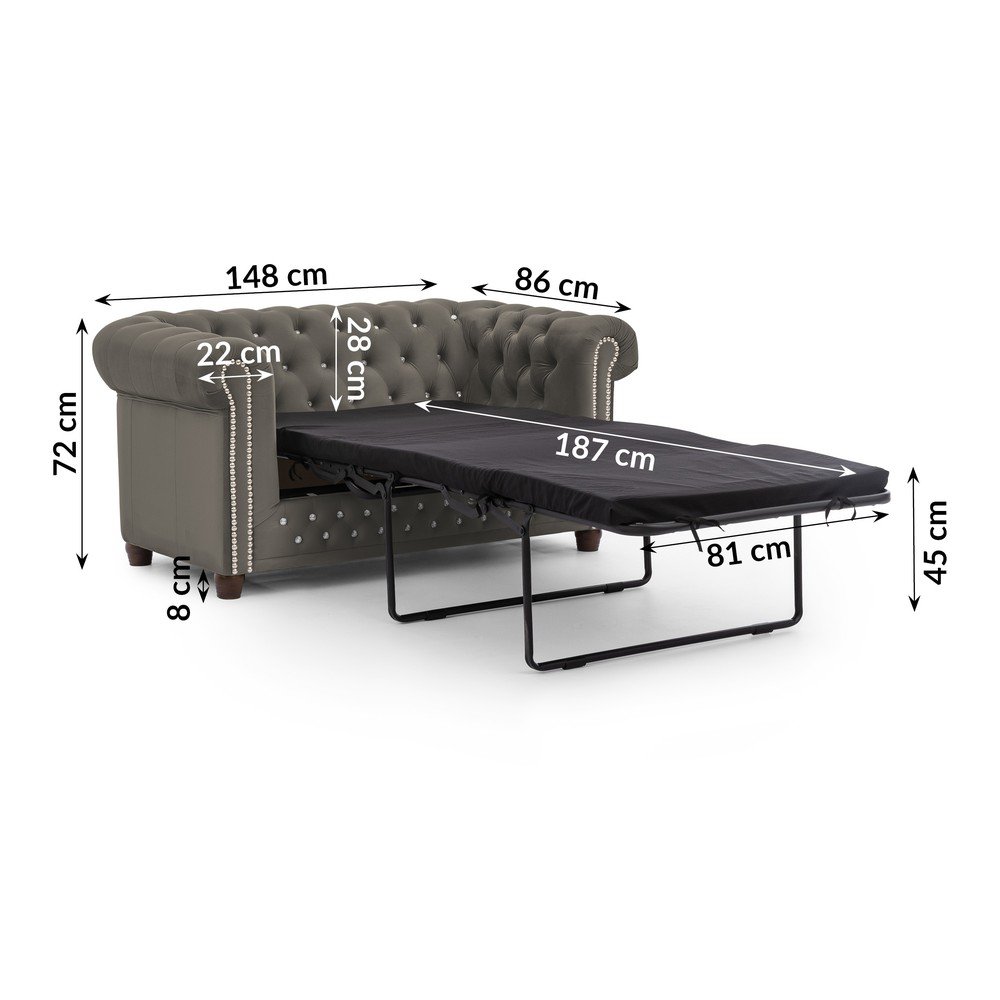 Szara aksamitna rozkładana sofa 148 cm York Blik – Ropez (zdjęcie 10)