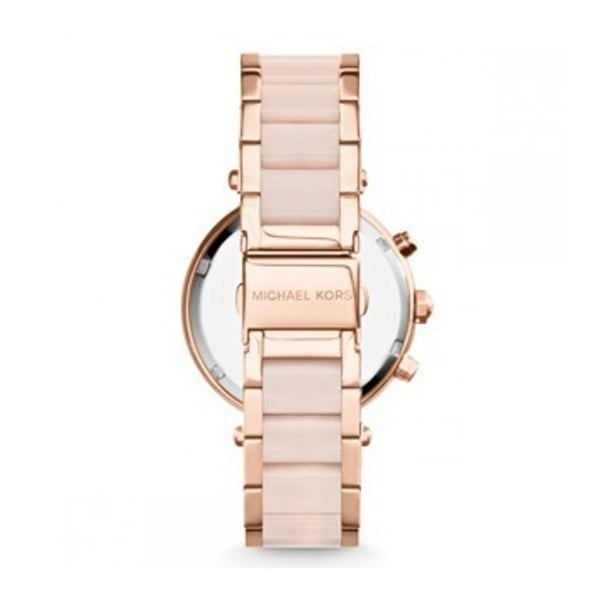 Różowy zegarek damski z elementami w kolorze różowego złota Michael Kors Blush-image-1