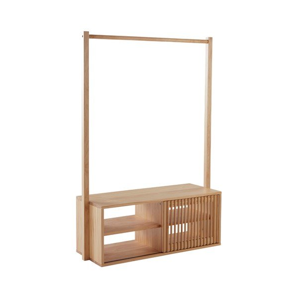 Zestaw do przedpokoju z litego drewna sosnowego w jasnym naturalnym kolorze 108x200x42 cm Svanshall – Jotex-image-2