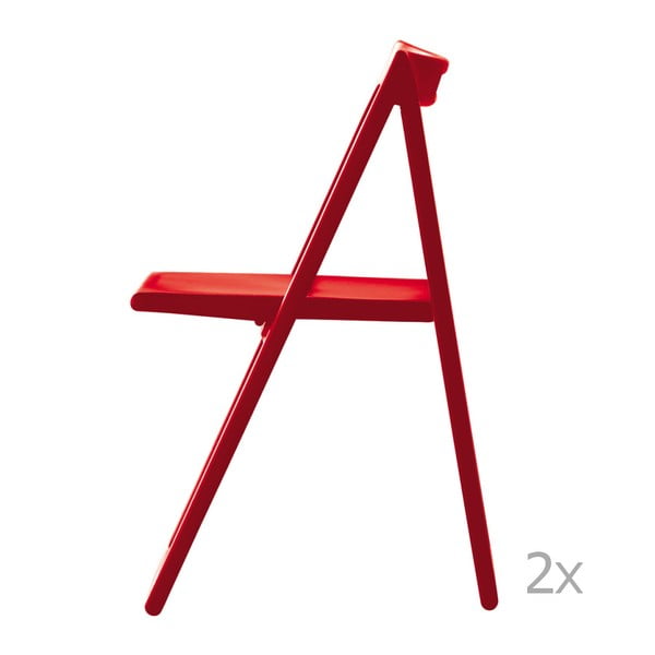 Zestaw 2 czerwonych krzeseł składanych Pedrali Enjoy