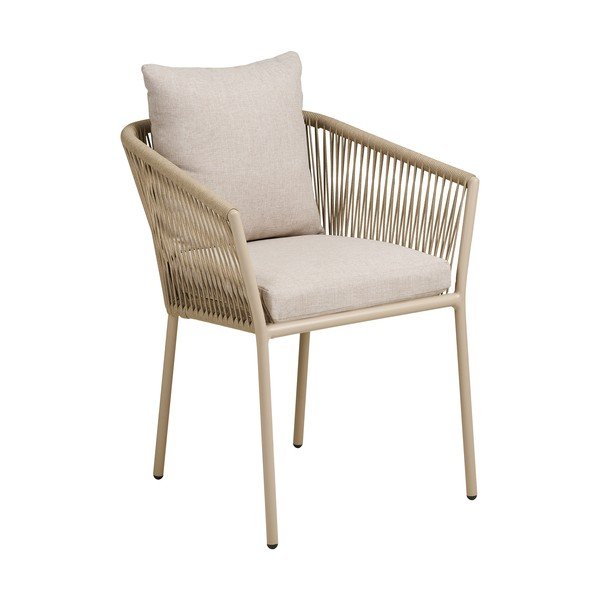 Beżowe metalowe tapicerowane krzesło ogrodowe Salerno – House Nordic