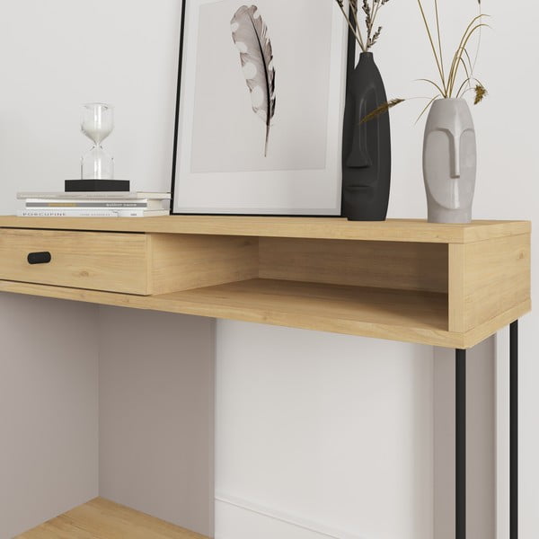 Konsola z blatem w dekorze dębu 35x100 cm Saturne – Marckeric-image-4