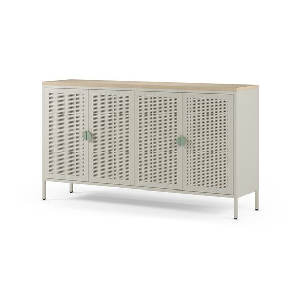 Kremowa/w naturalnym kolorze metalowa szafka 160x90x40 cm Sayla – Marckeric-image-1