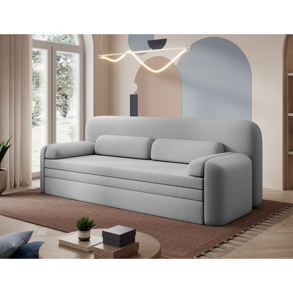 Jasnoszara aksamitna rozkładana/ze schowkiem sofa 236 cm Elioss – ELTAP-image-3