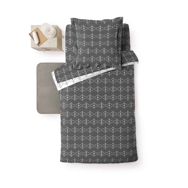 Ciemnoszara bawełniana poszwa na kołdrę jednoosobowa 140x200 cm Aristide – douceur d'intérieur