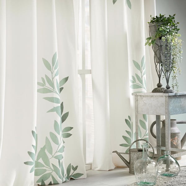 Biało-zielona zasłona 140x260 cm Nymphea – douceur d'intérieur-image-3