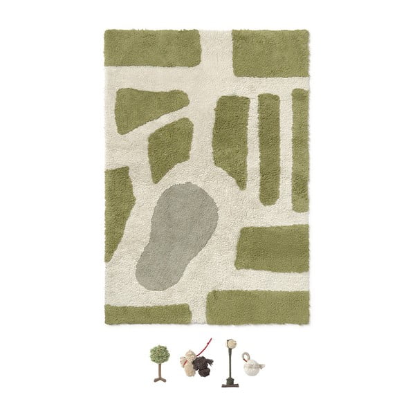 Zielono-kremowy bawełniany dziecięcy dywan do zabawy 90x130 cm Hyde Park – Lorena Canals